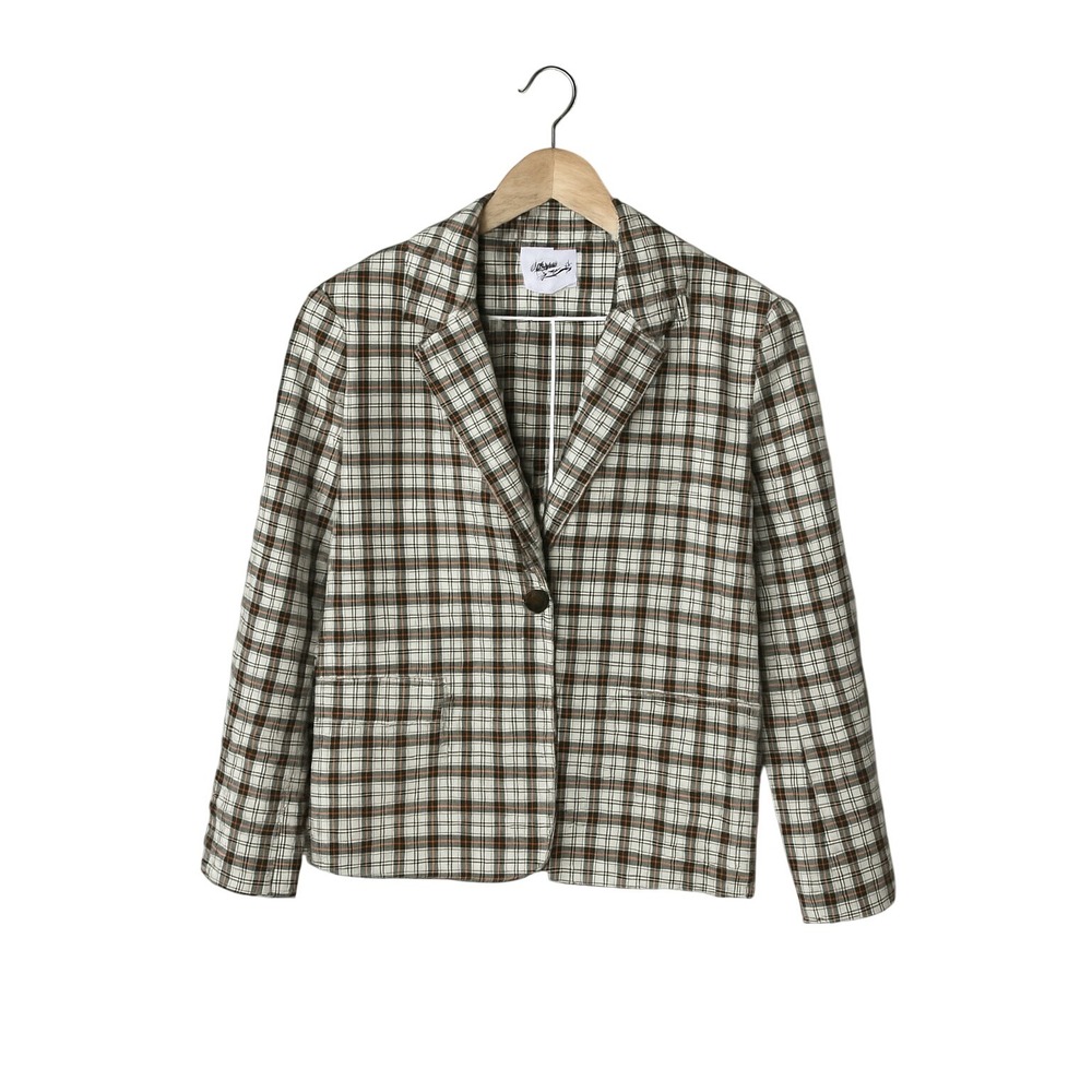 Princess Polly Plaid Blazer S/M Brown Check Cottagecore Academia Preppy Jacket‎